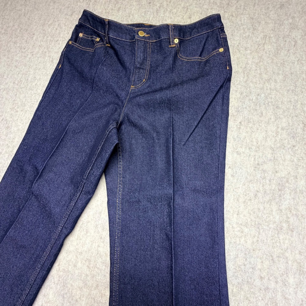 Liz Claiborne Hepburn Jeans Womens 12P Dark Wash Blue Straight Leg Trouser Denim